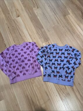 Lot of 2 Hanna Andersson Sweatshirts 12 Hearts Butterflies